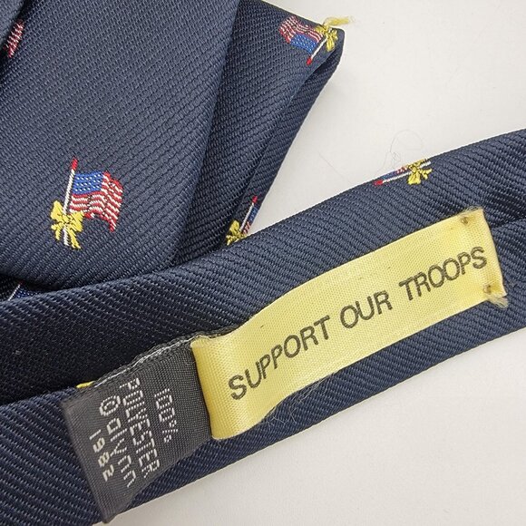 Vintage Alynn Polyester Necktie 1982 Support‎ Our Troops Flags Yellow Ribbons - Picture 6 of 6